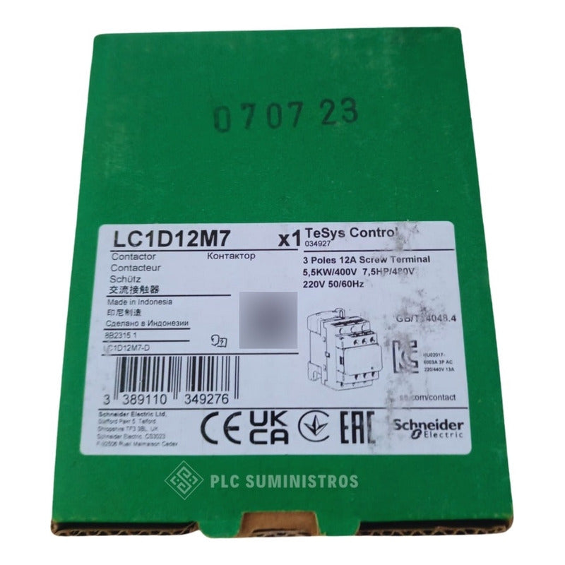 Schneider Lc1d12m7 Contactor 220vac 50/60hz.