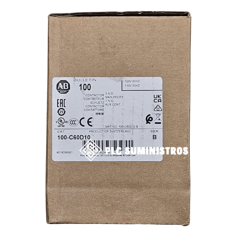 Allen-bradley 100-c60d10 Contactor 3 Polos Principales