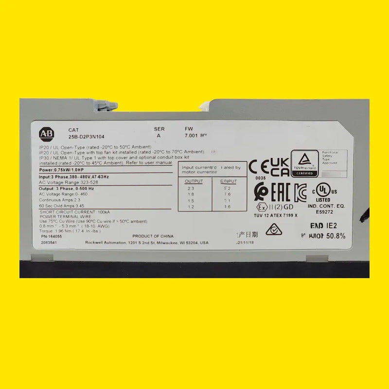 Powerflex 525 Allen Bradley 25b-d2p3n104 1hp Vfd Rele 1