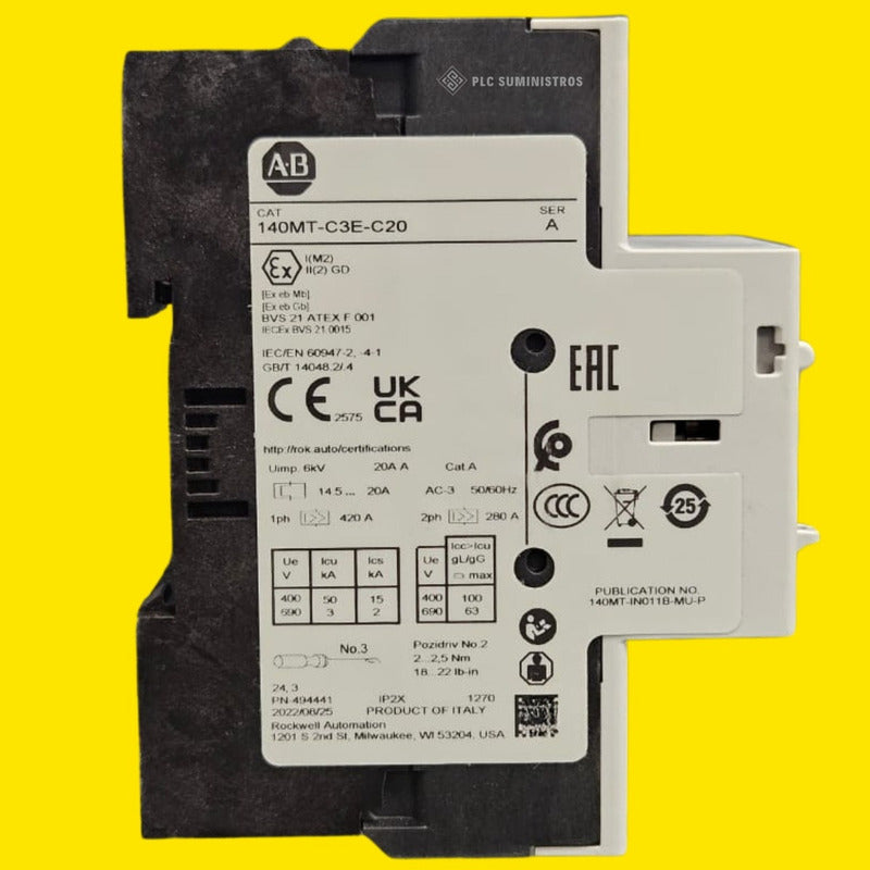 Allen-bradley 140mt-c3e-c20 Guardamotor 14.5a .. 20a 50/60