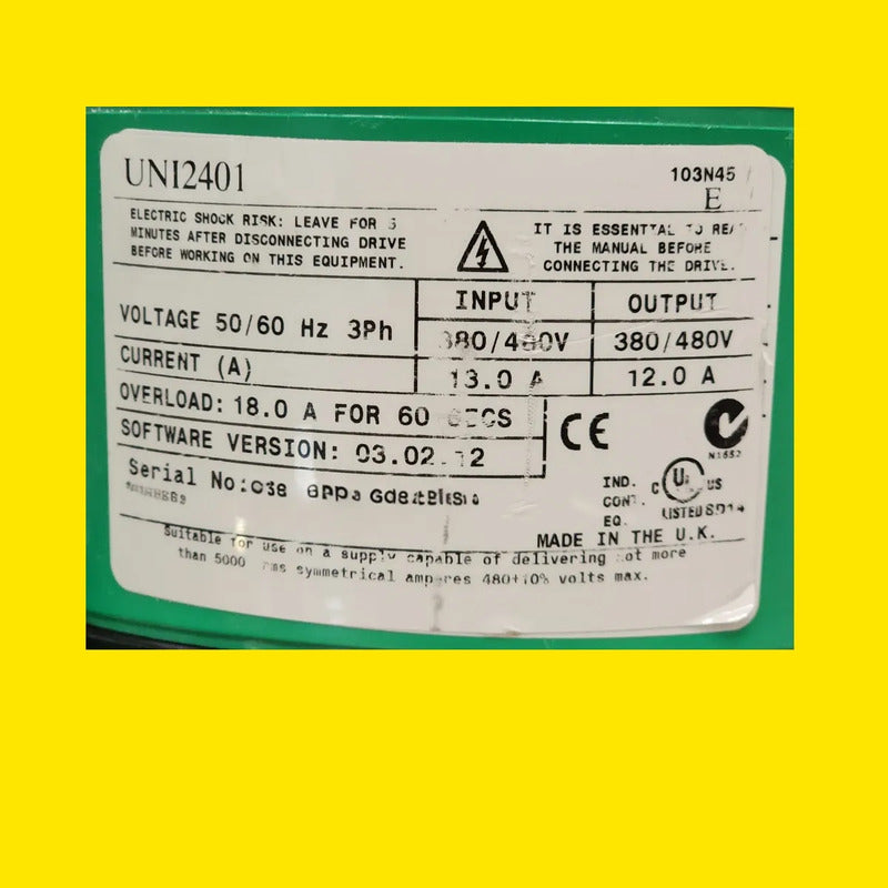 Vfd Uni2401 Control Techniques 7.5hp Industrial Unidrive