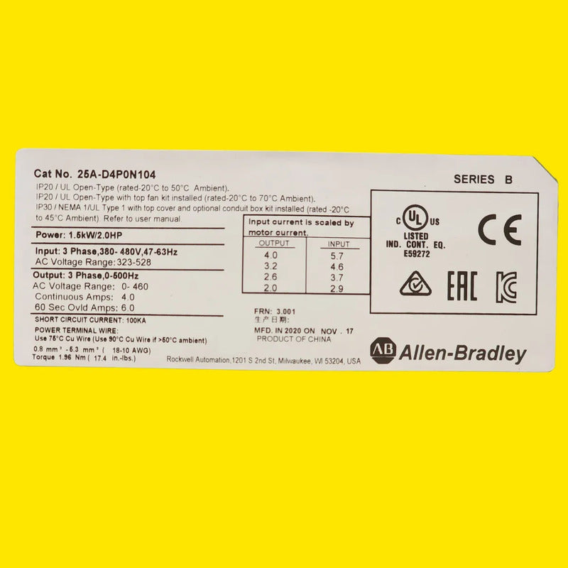 Variador Allen-bradley Powerflex 523 25a-d4p0n104 2hp 480v