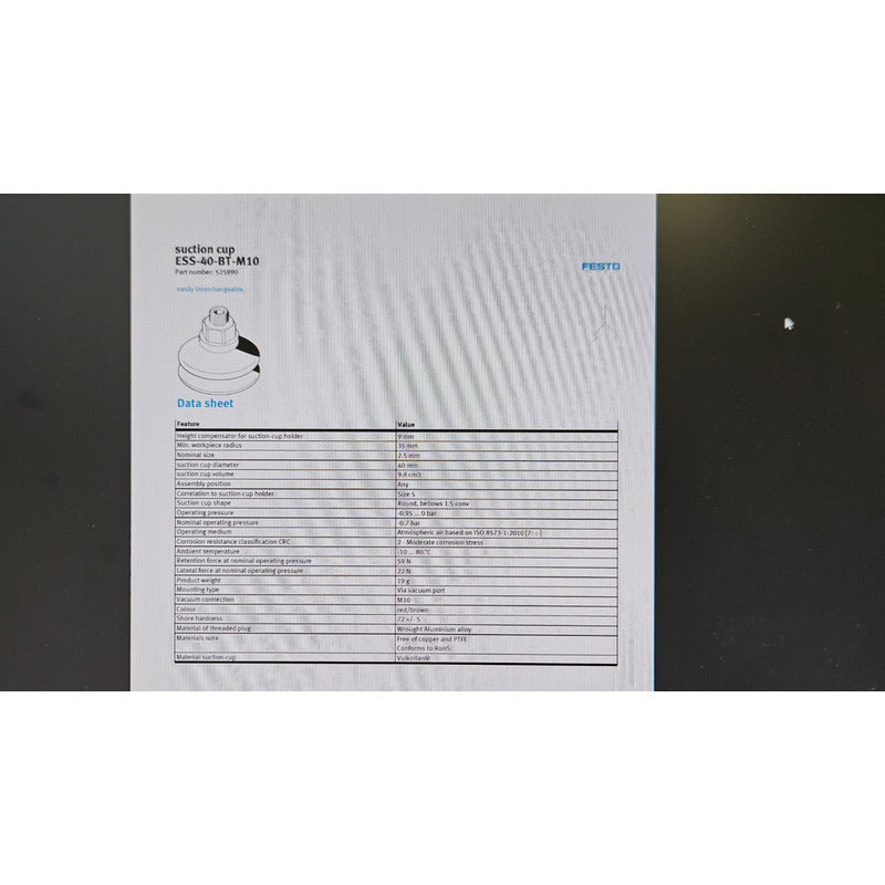 Festo Ess-40-bt-m10 Ventosa Con Rosca De Fijación