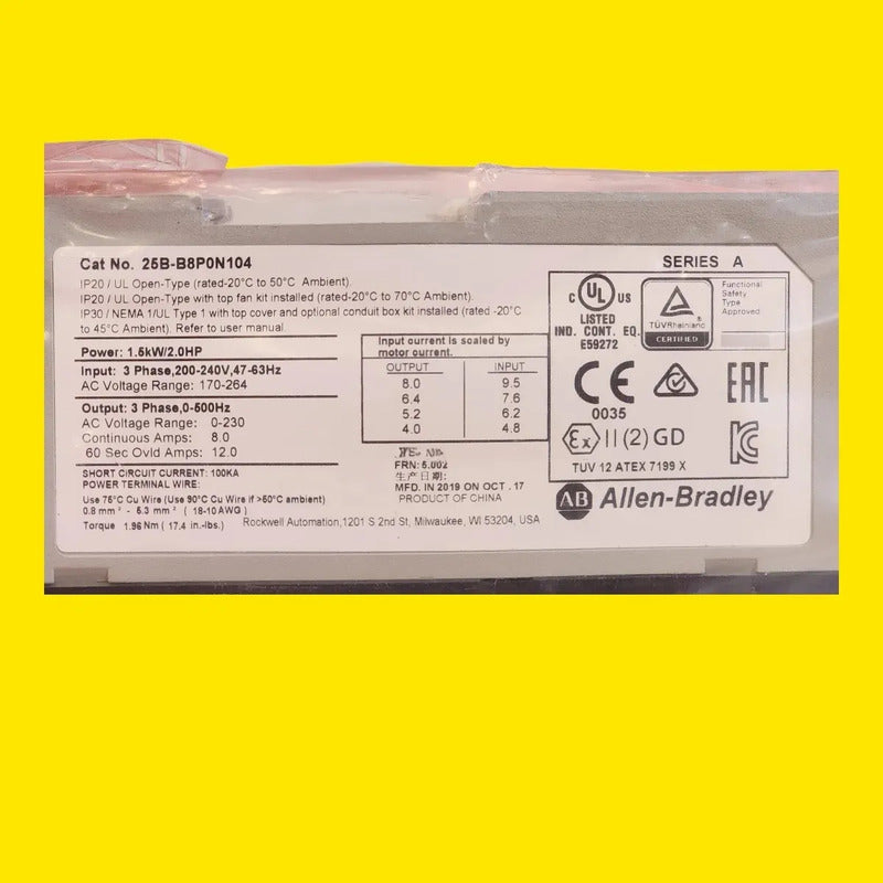 Drive Allen Bradley 25b-b8p0n104 2hp 480v Powerflex