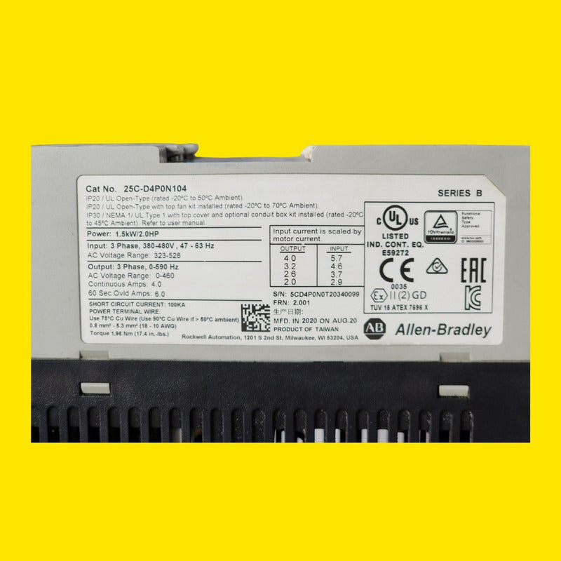 Allen Bradley 25c-d4p0n104 Powerflex 527 Hp