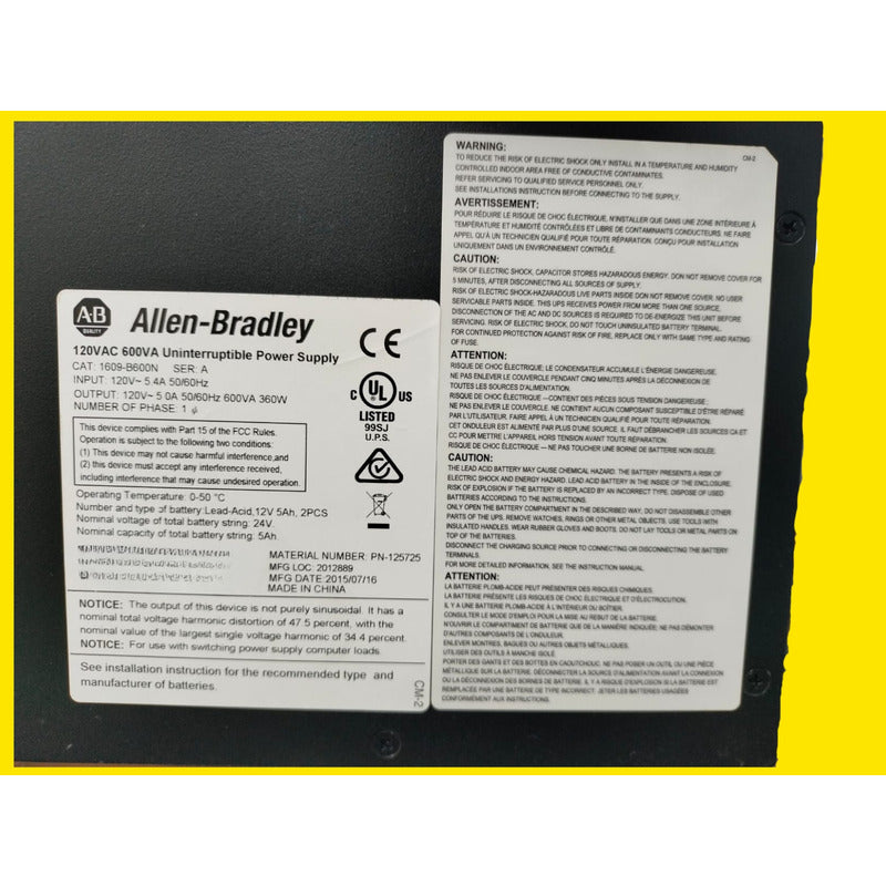 Allen-bradley 1609-b600n Fuente Ininterrumpida De Poder