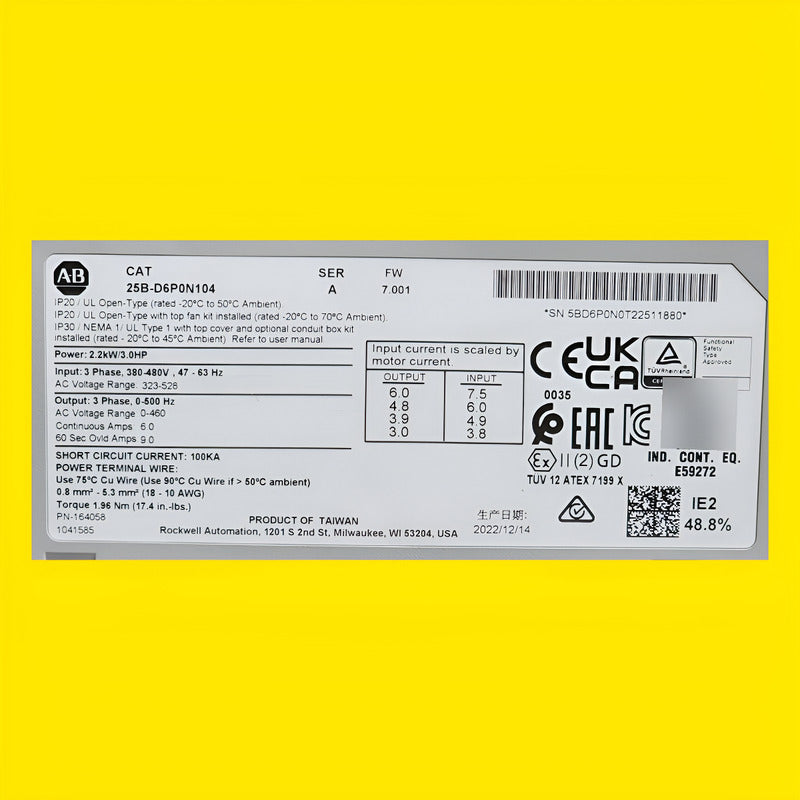 Allen Bradley 25b-d6p0n104 Powerflex 525