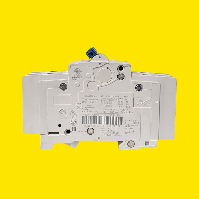 Allen-bradley 1489-m2d060 Mcb 6 A 2p Curva D 480y/277 V Ac