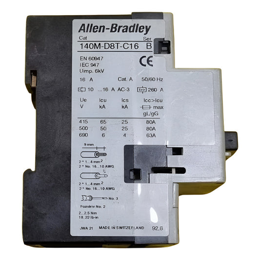 Allen-bradley 140b-d8t-c16 Guardamotor 16a 50hz-60hz