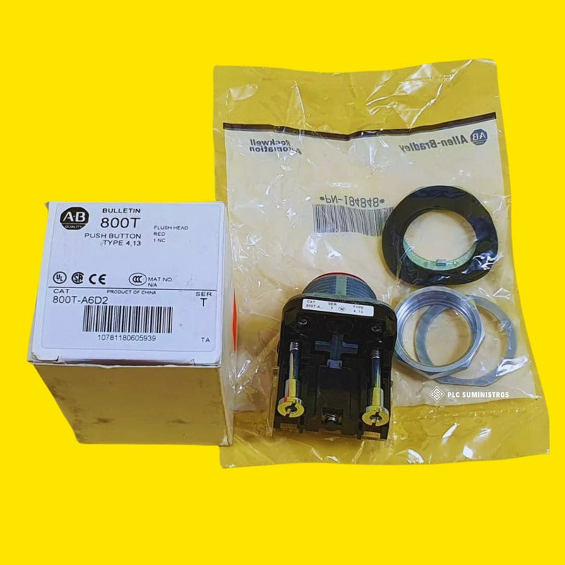 800t-a6d2 Allen-bradley Push Button Type 4,13 Flush Head Red Rojo