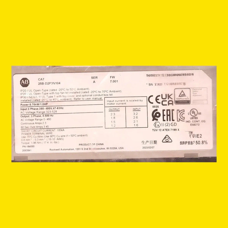 Drive Allen Bradley Powerflex 525 25b-d2p3n104 1hp