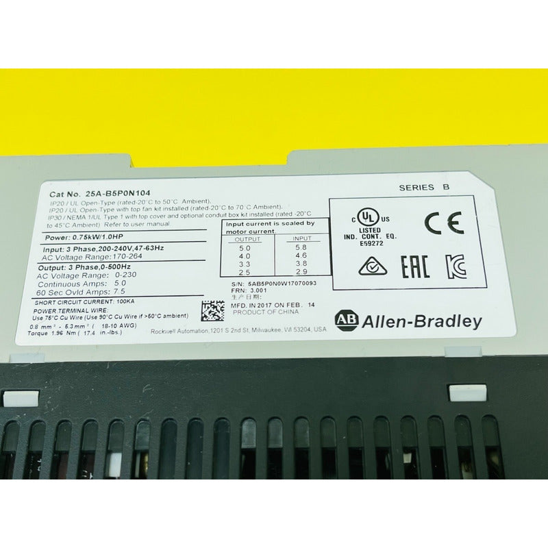 Allen Bradley Powerflex 25a-b5p0n104 Variador