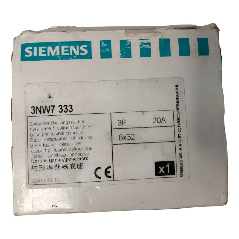 Siemens 3nw7 333 Base Porta Fusibles Cilíndricos