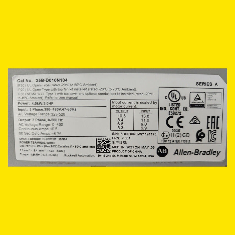 Variador Allen Bradley Powerflex 525 25b-d010n104 5hp 480v