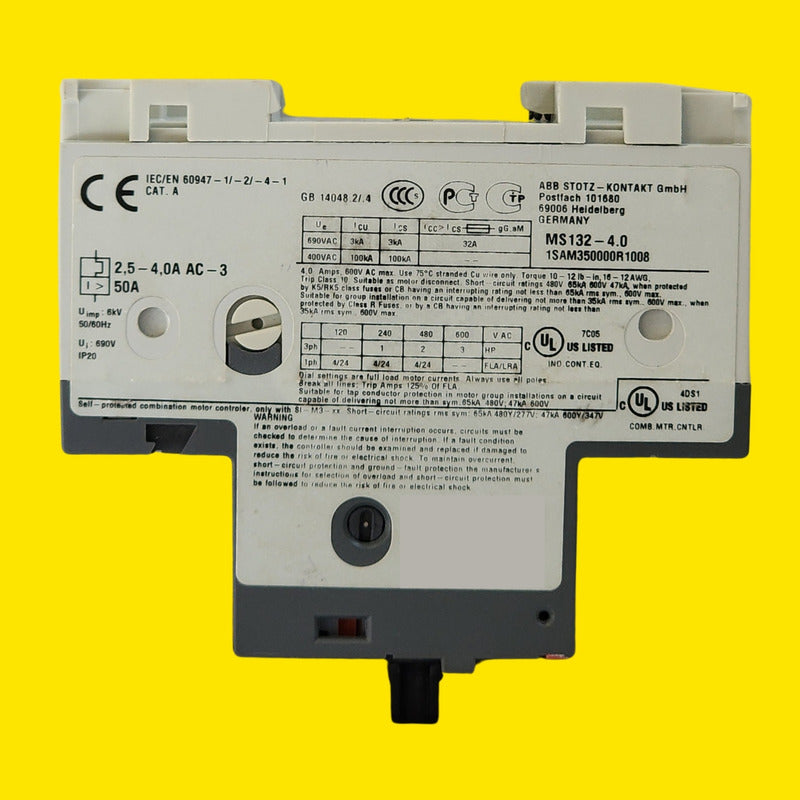 Abb Ms132-4.0 1sam350000r1008 2.54a 690v Din