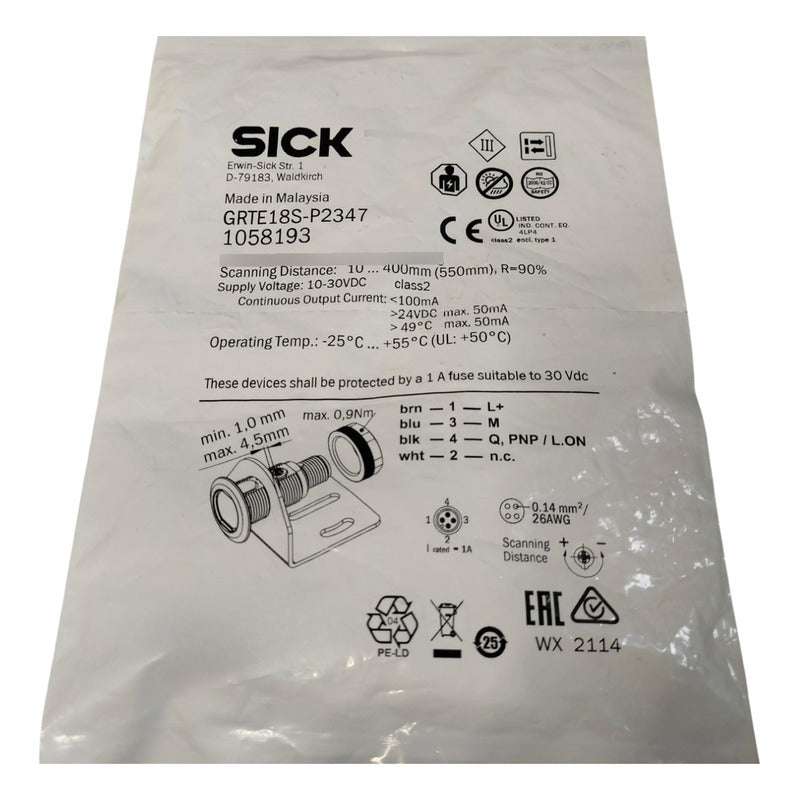 Sick Grte18s-p2347 Fotocelula Cilindrica 1058193
