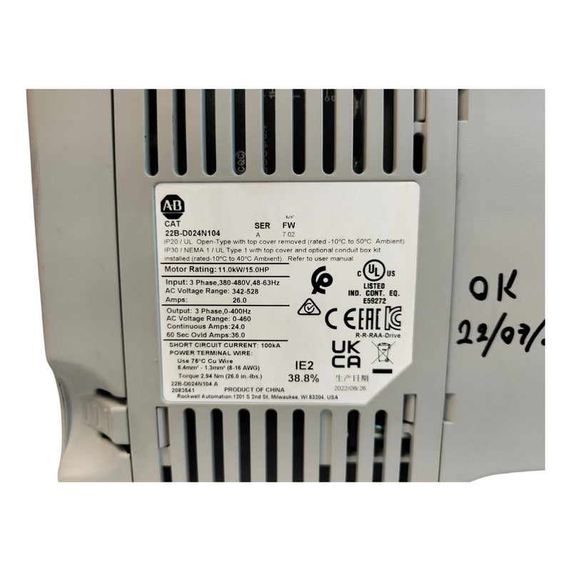 Ab 22b-d024n104 Ser Un Powerflex 40-unidad De Ca De 11 Kw 15