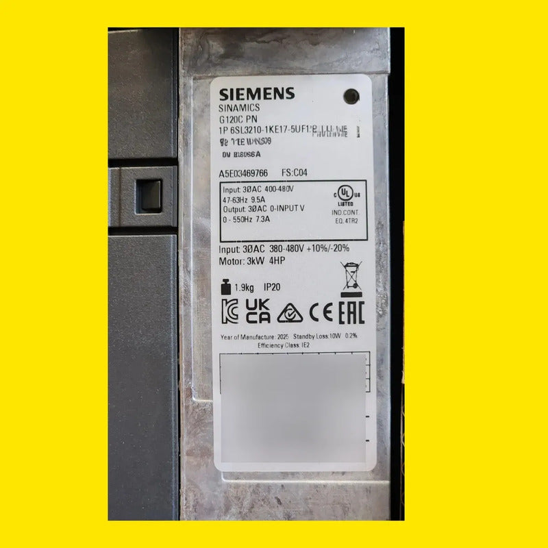Siemens 6sl3210-1ke17-5uef1 Variador Sinamics G120c Pn