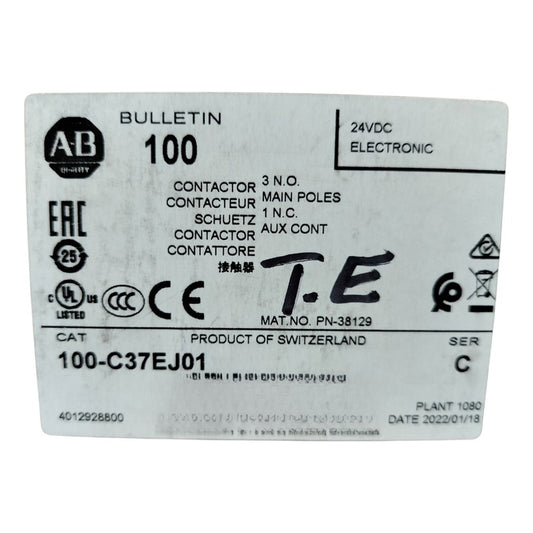 Allen-bradley 100-c37ej01 Contactor