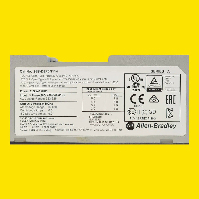 Variador Allen Bradley 25b-d6p0n114 3hp Powerflex 525