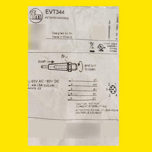 Cable Conector Evt 344 Ifm Astgh050vas0005e05 Industrial Naranja Oscuro