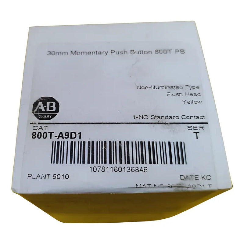 Allen Bradley 800t-a9d1 Pulsador Amarillo Al Ras Cabeza Mome Amarillo