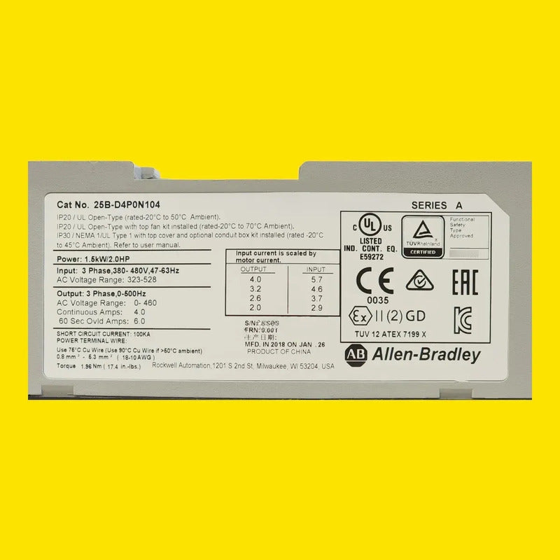 Variador Allen-bradley Powerflex 525 25b-d4p0n104 2hp 480v