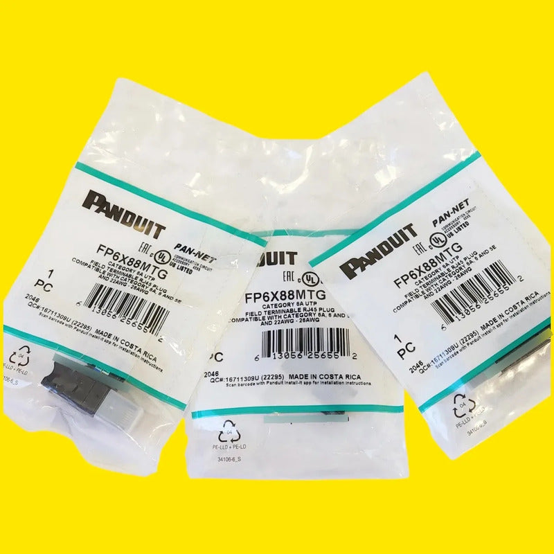 Panduit Fp6x88mtg Plug Rj45 Cat6a Tx6a Paq 3 Piezas