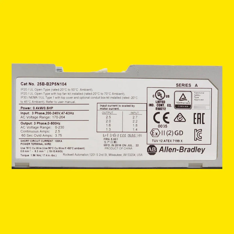 Variador De Frecuencia Allen-bradley 25b-b2p5n104 Powerflex