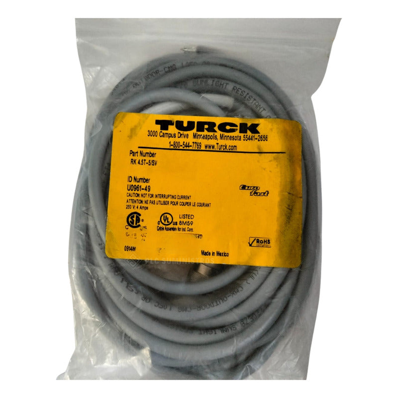 Turck Rk 4.5t-5/sv Cable U0961-49