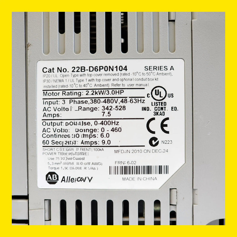 Allen-bradley 22b-d6p0n104 Powerflex 40 2.2kw 3.0hp