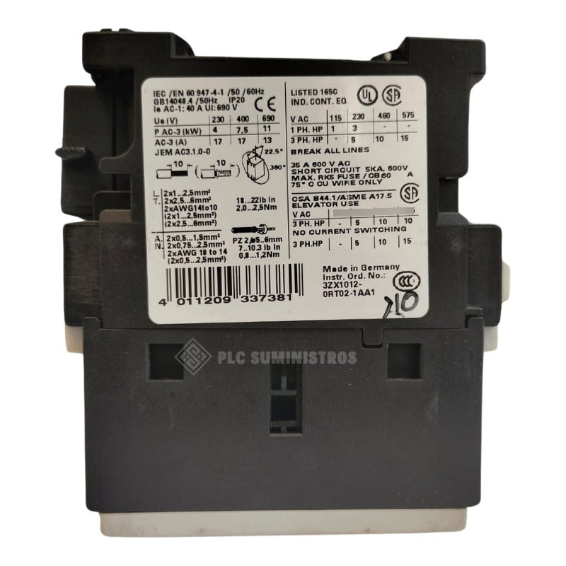 Siemens 3zx1012-0et02-1aa1 Contactor