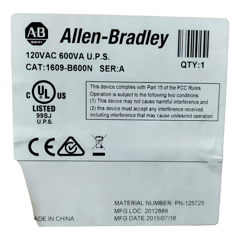 Allen-bradley 1609-b600n Fuente Ininterrumpida De Poder