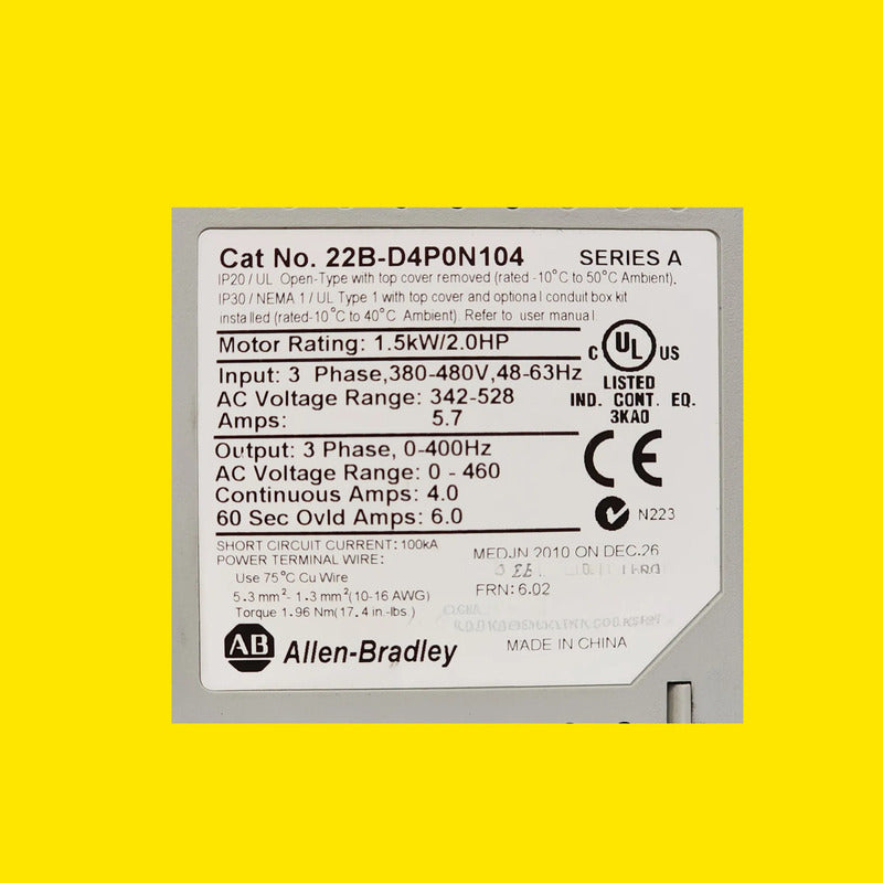Allen-bradley 22b-d4p0n104 Variador De Velocidad 2hp