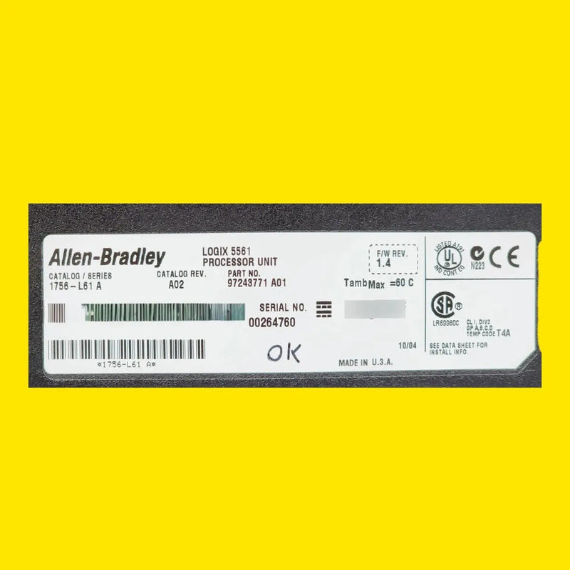 Allen-bradley 1756-l61 Controllogix 2 Mb Logix5561 Processor