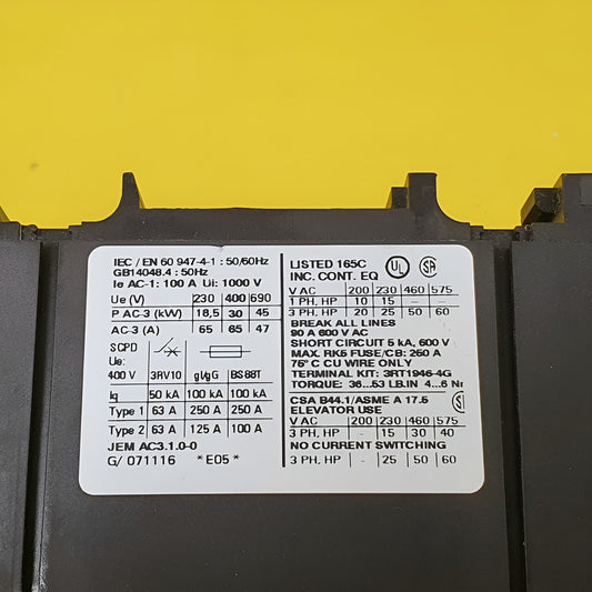 Siemens 3rt1044-1bb40 Contactor