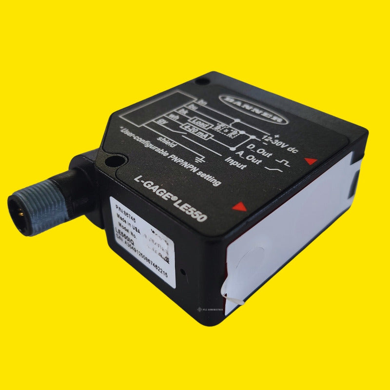 Banner Le550iq Laser Sensor, 1m, Current/npn/pnp, 30vdc.