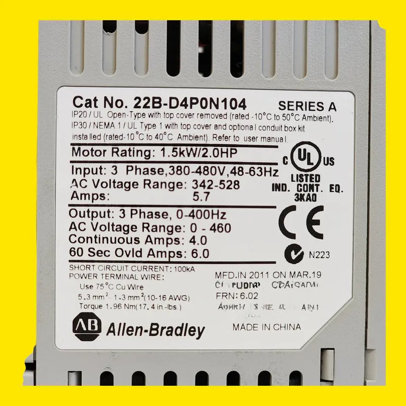 Allen-bradley 22b-d4p0n104 Variador De Frecuencia 2hp