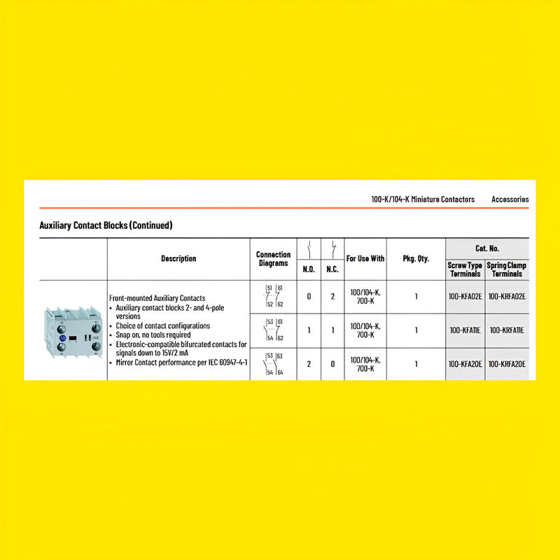 Allen Bradley 100-kfa20e Módulo De Contacto Auxiliar Frontal