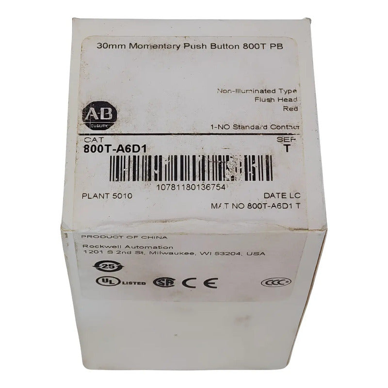 Allen Bradley 800t-a6d1. Pulsador Rojo
