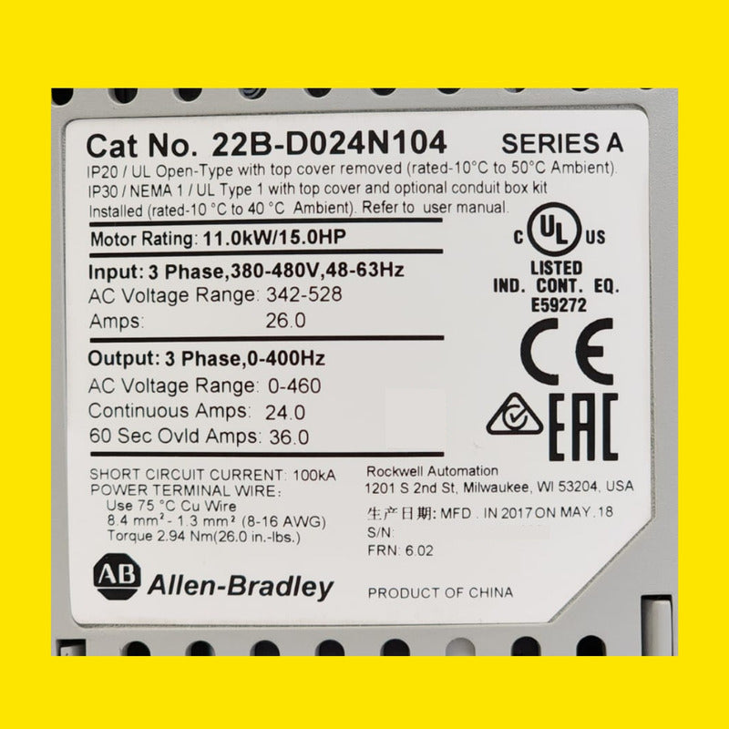 Allen-bradley 22b-d024n104 Variador Powerflex 40 15hp