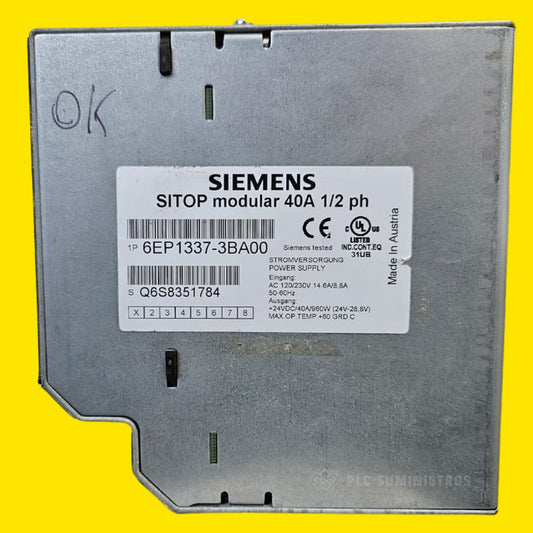 Siemens 40a 1/2 Ph 50/60hz 6ep1337-3ba00