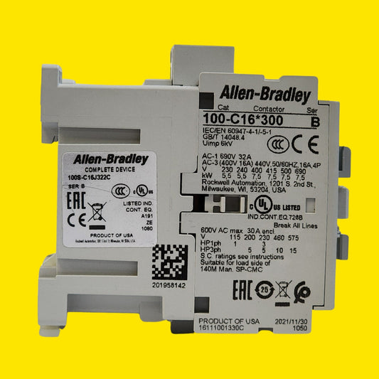 Allen Bradley 100-c16b300 Contactor 16a 3 Polos 24v