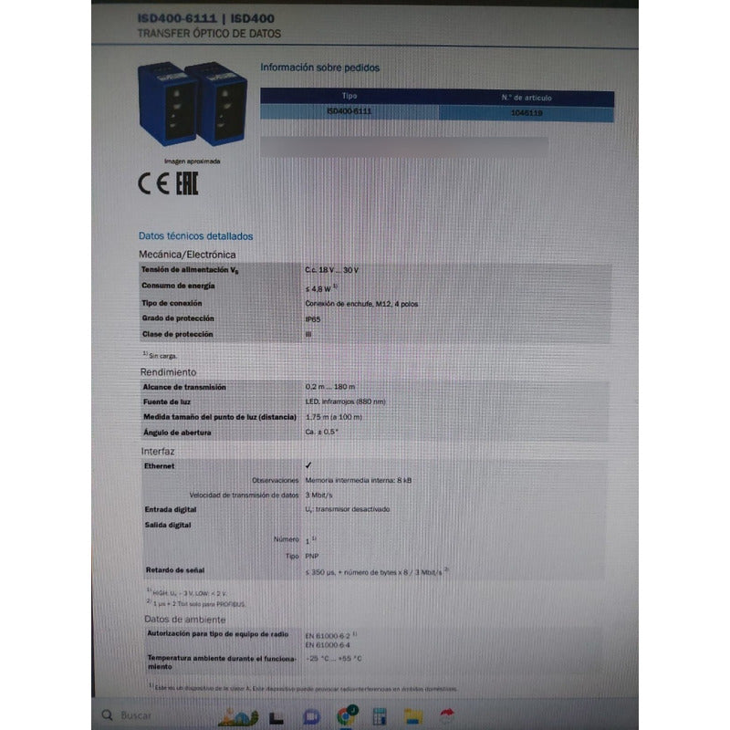 Sick Isd400-6111 Distance Sensor 10461 19
