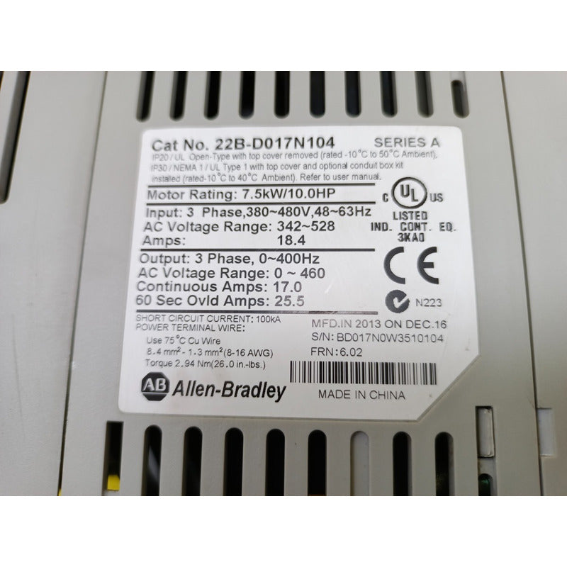 Allen Bradley 22b-d017n104 Variador