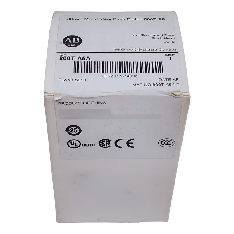 Allen Bradley 800t-a5a Pulsador Blanco 800ta5a Con Contactos Blanco