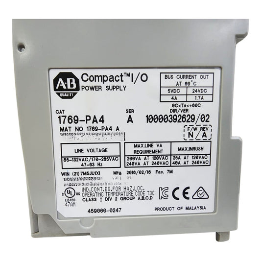 Allen-bradley 1769-pa4 Power Supply Module
