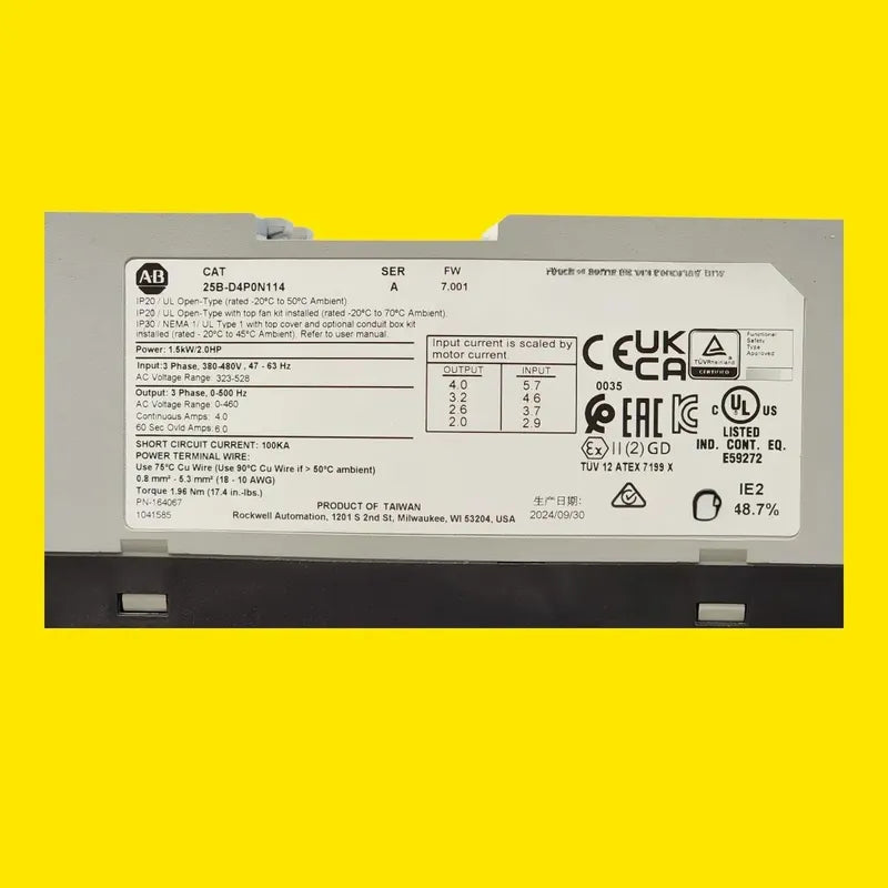 Allen Bradley 25b-d4p0n114 Powerflex 525  2hp 480v