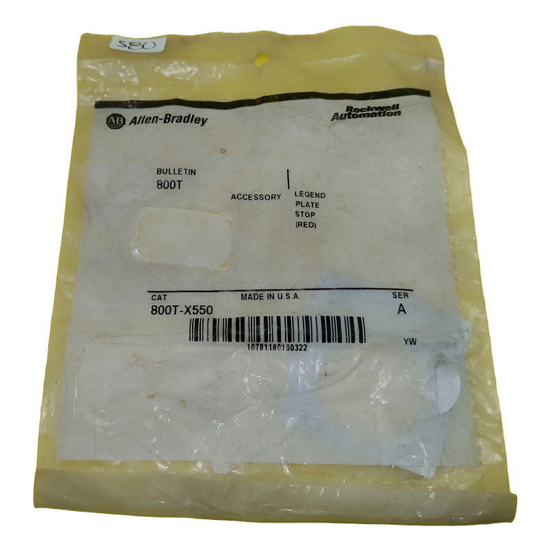 Allen Bradley 800t-x550 Ser A Una Placa Rojo Stop