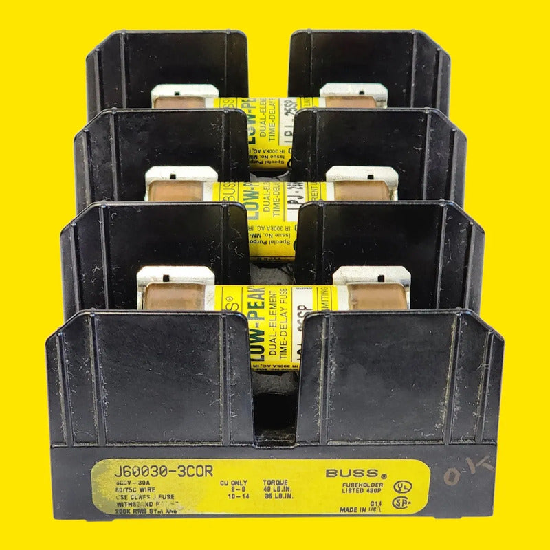 Base J60030-3cor Con 3 Fusibles Lpj-25sp 25a 600v Bussmann